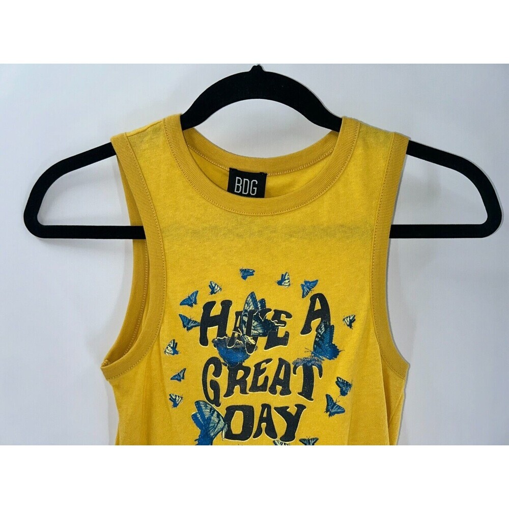 Women's Urban Outfitters BDG Have a Great Day Yellow Cropped Tank Top Size S - Picture 2 of 6